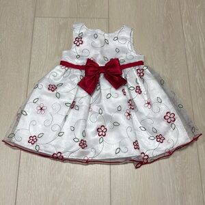 3/$10 Youngland Baby 18 Month White Red Bow Dress